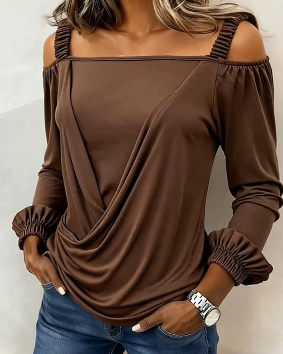 Haut Camisole Hors-Épaule Croisé Manche-Pouf