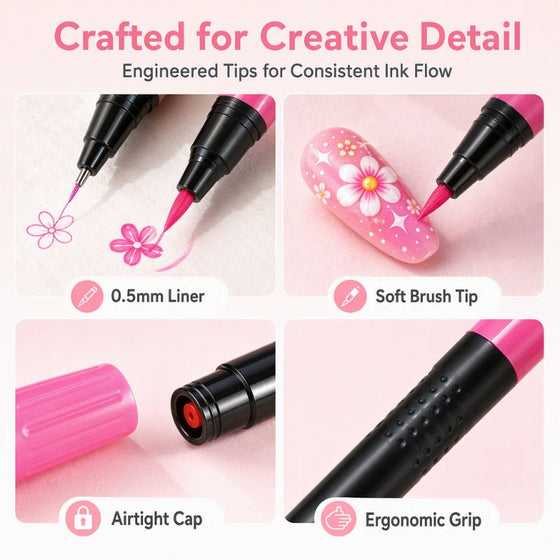 Ensemble De 24 Stylos D'Art Ongulaire Double Embout