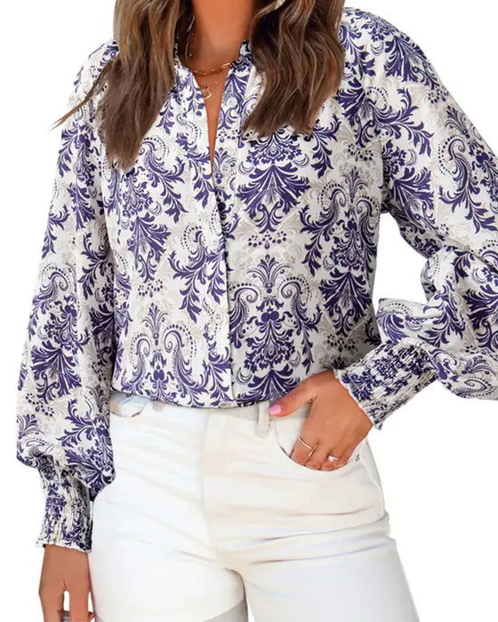 Blouse Manche Lanterne Imprimée