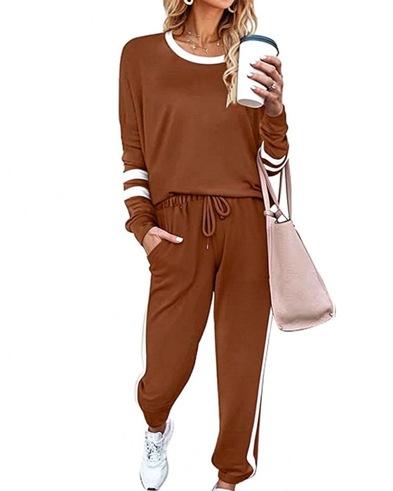 Ensemble Col Rond Manches Longues Haut Pantalon De Jogging