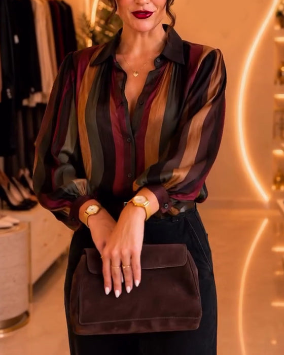 Blouse Rayure Rétro Manches Ballon