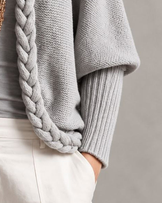 Cardigan Manche Lanterne Tricot Torsadé Pull