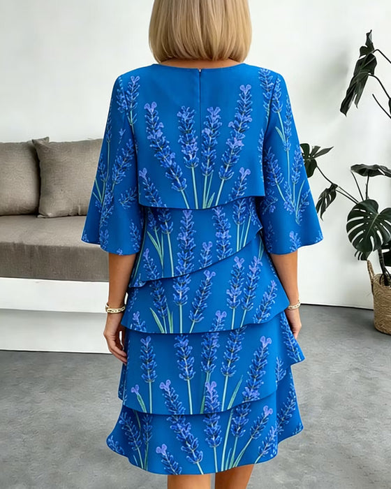 Robe Imprimé Lavande Superposée