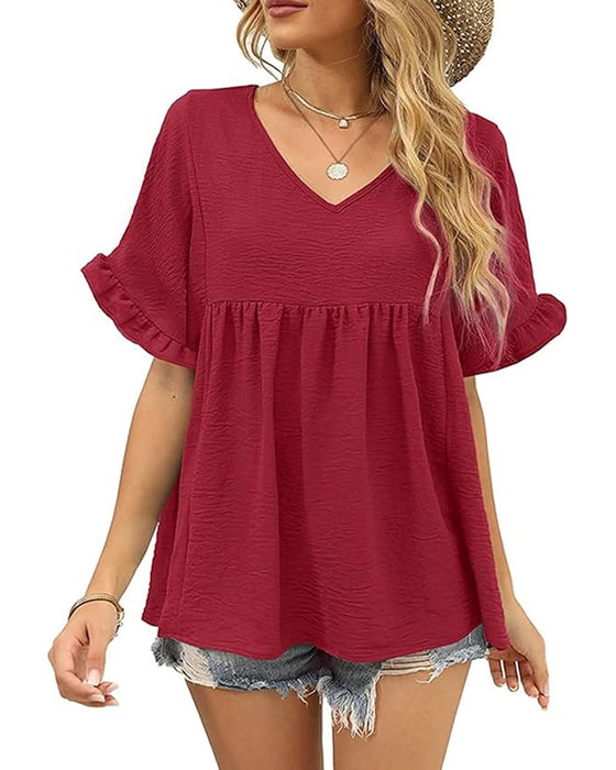 Blouse Décontractée Volant Coupe Loose