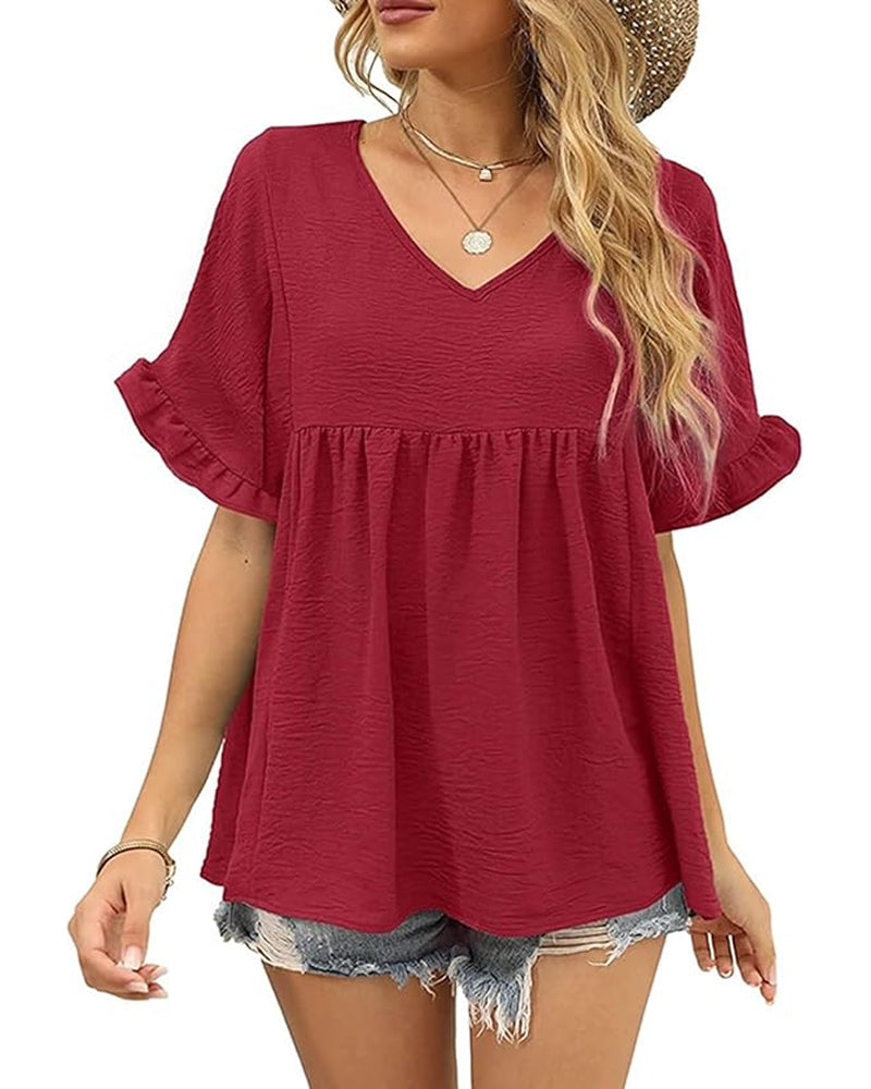 Blouse Décontractée Volant Coupe Loose