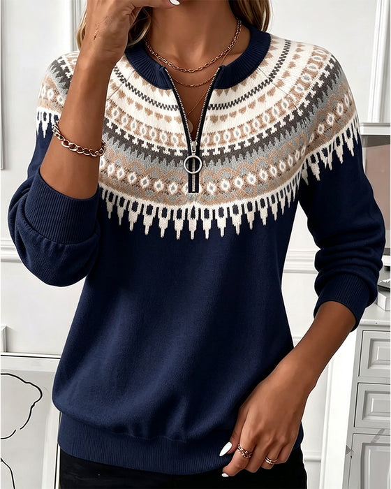 Sweatshirts Bloc De Couleur Fermeture Éclair Manche Longue