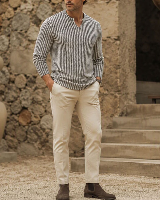 Top Rayé Manche Trois-Quarts Homme