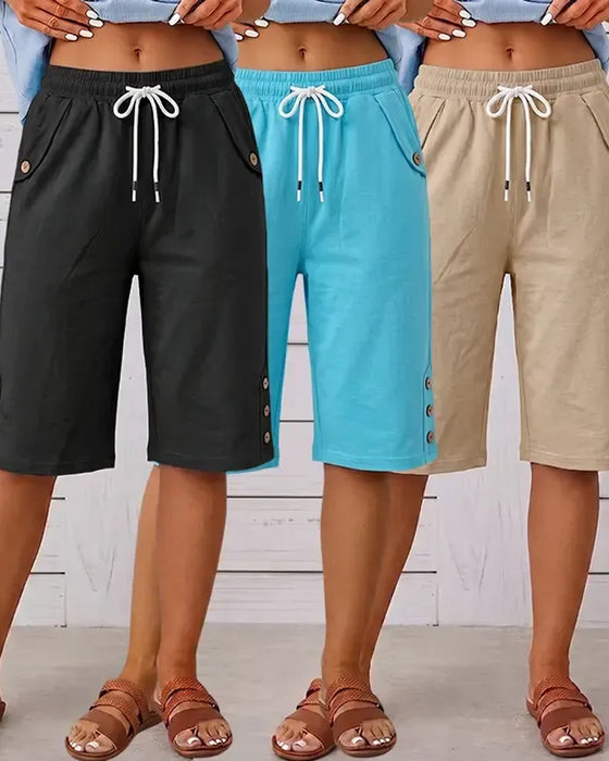 Pantalon Cordon De Serrage Décontracté Court