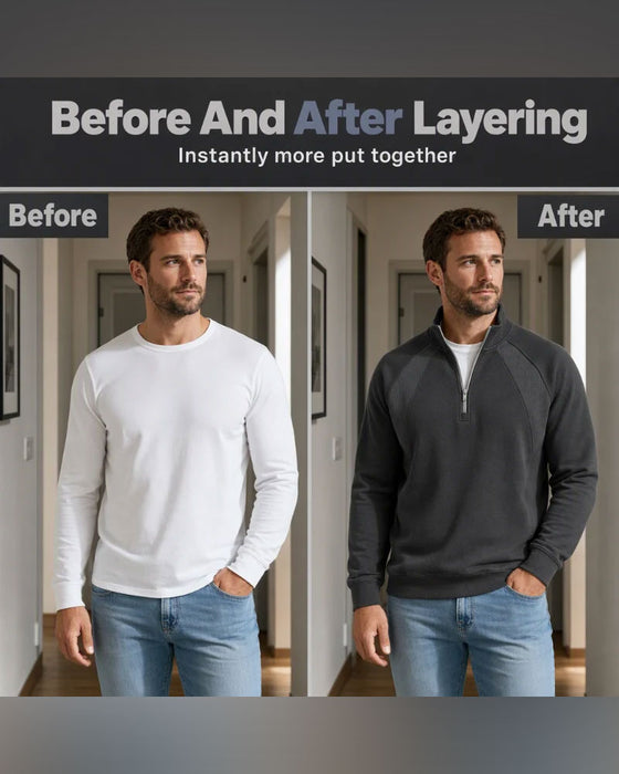 Sweat-Shirt Demi Zip Col Montant