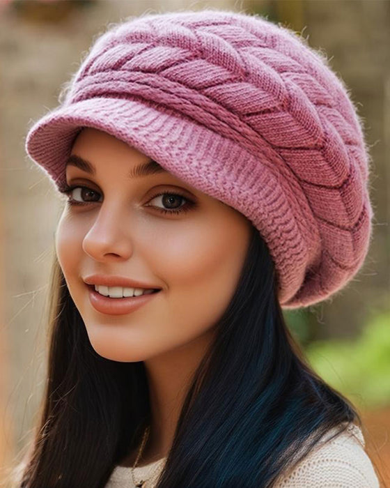 Bonnet Slouchy Beanie En Tricot Torsadé Hiver Pour Femme Doux Chaud Extensible