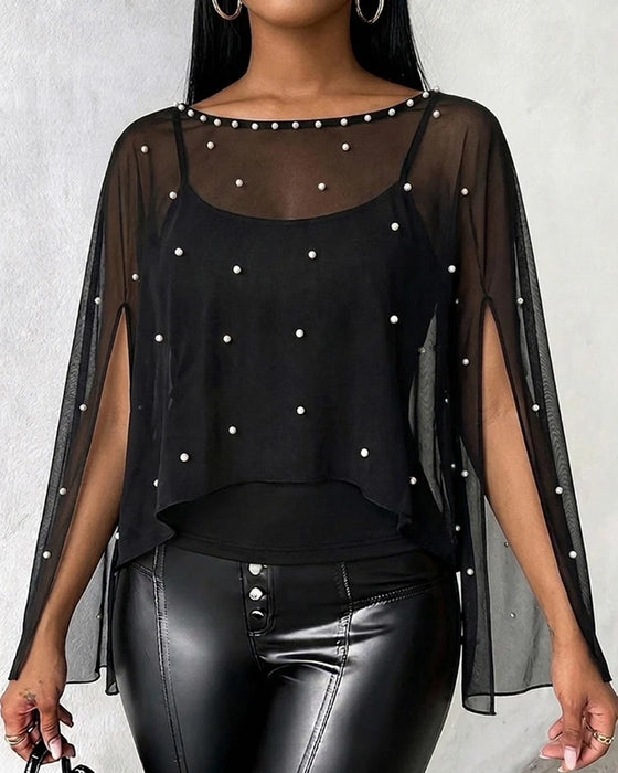 Blouse Col Rond Fente Décontractée