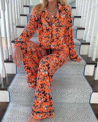 Pyjama Ensemble Col Chemise Imprimé Bouton