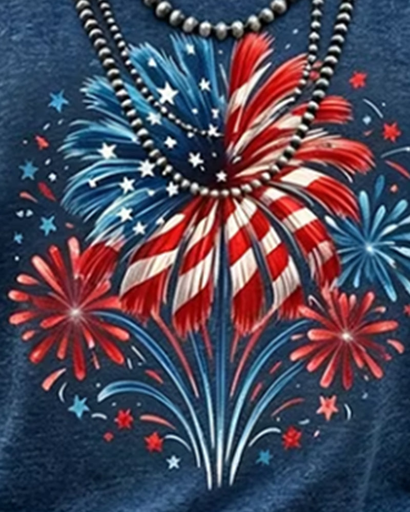 T-Shirt Imprimé Feu D'artifice À Bloc De Couleur