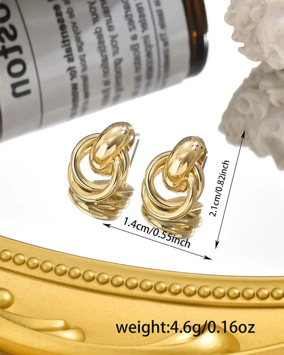 Boucles D'oreilles Vintage Texturé Double Couche Métal Enroulé