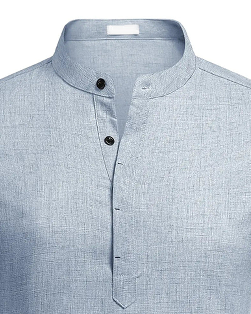 Chemise Col Monté Demi-Patte Henley