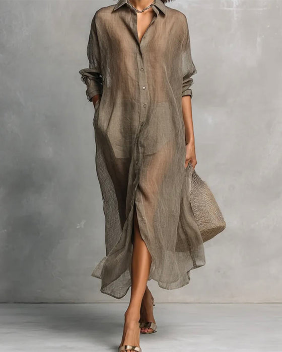 Robe Revers Bouton Fente