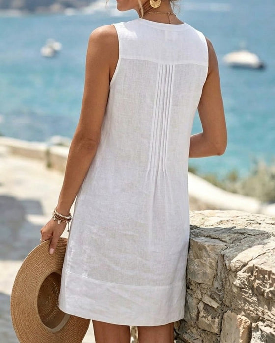 Robe Sans Manches Plissé Accordéon Courte