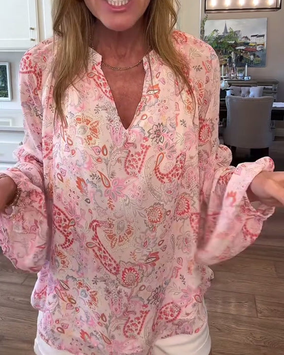 Blouse À Manches Ballon Et Imprimé Floral