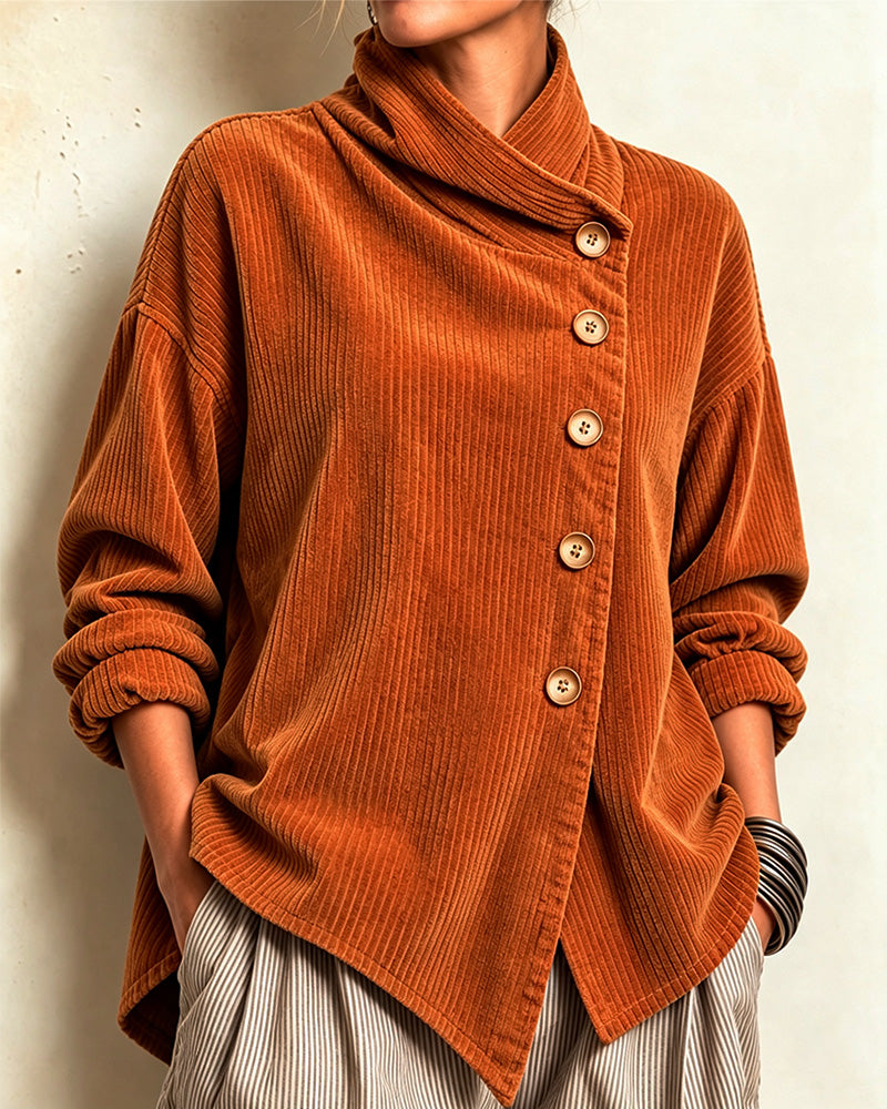 Manteau Col Roulé Bouton Lâche