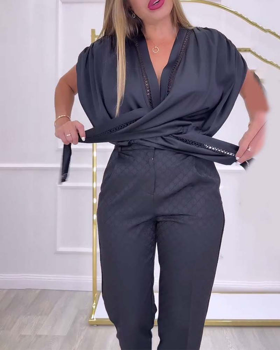 Blouse Manches Lanternes Épaule Dénudée Unie