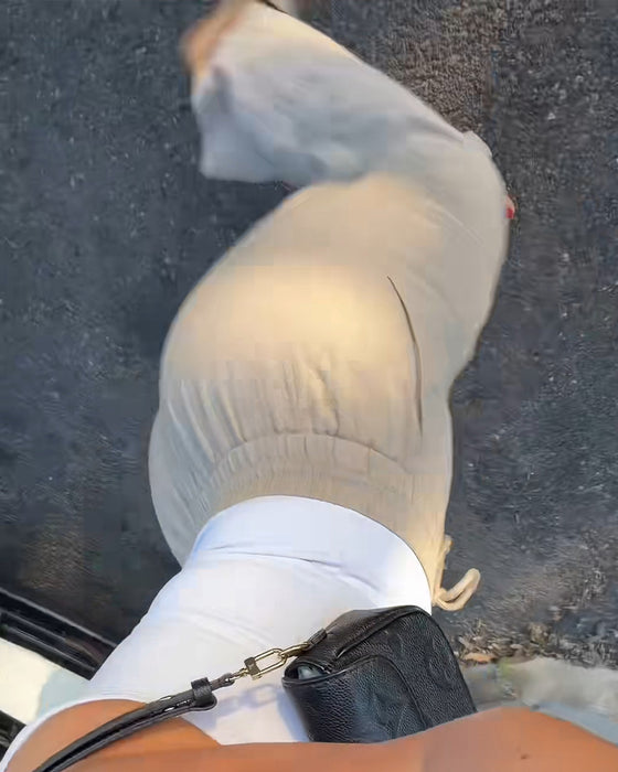 Pantalon Cordon Élastique Taille Décontracté Long