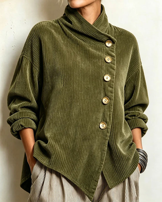 Manteau Col Roulé Bouton Lâche