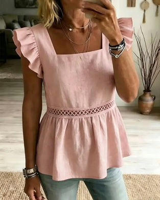Blouse Col Carré Volant