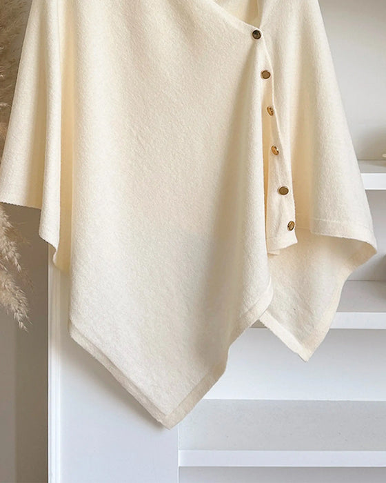 Manteau Polyvalent Bouton Asymétrique Cape Manteau