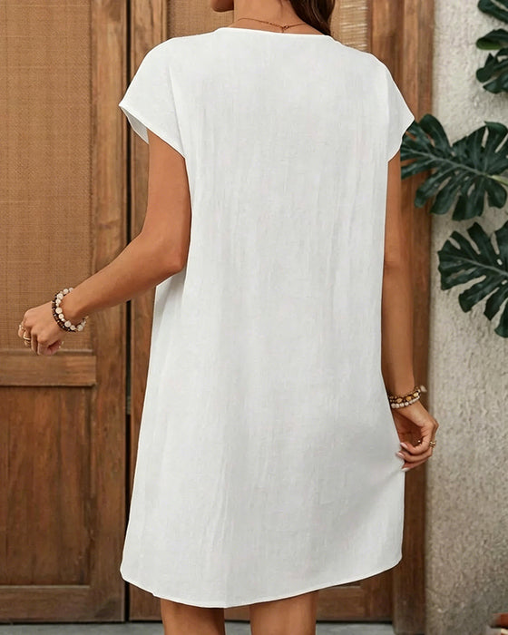 Robe Petit Col V Plissée