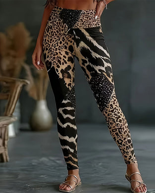 Pantalon Taille Haute Imprimé Léopard Yoga
