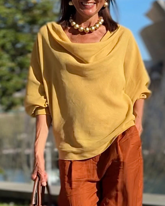 Blouse Col Drapé Lâche