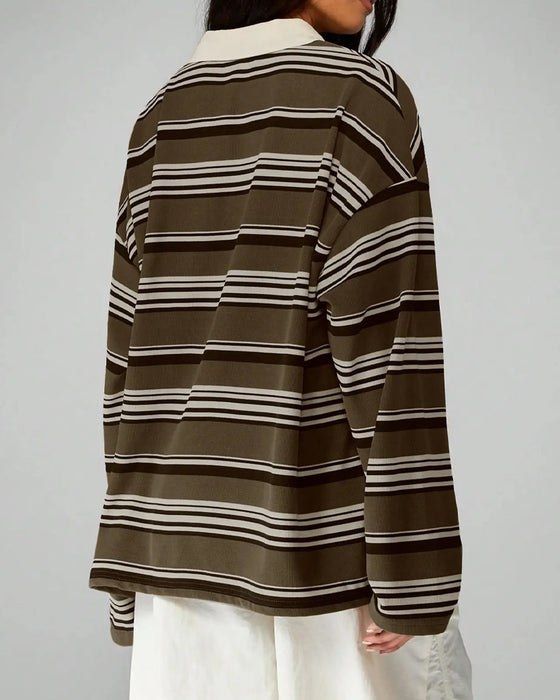 Blouse Rayée Ample Avec Col Et Épaules Descendues