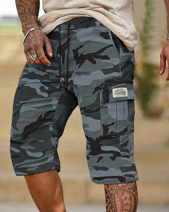 Homme Camouflage Cargo Shorts Multi-Poche Taille Réglable Tissu Respirant