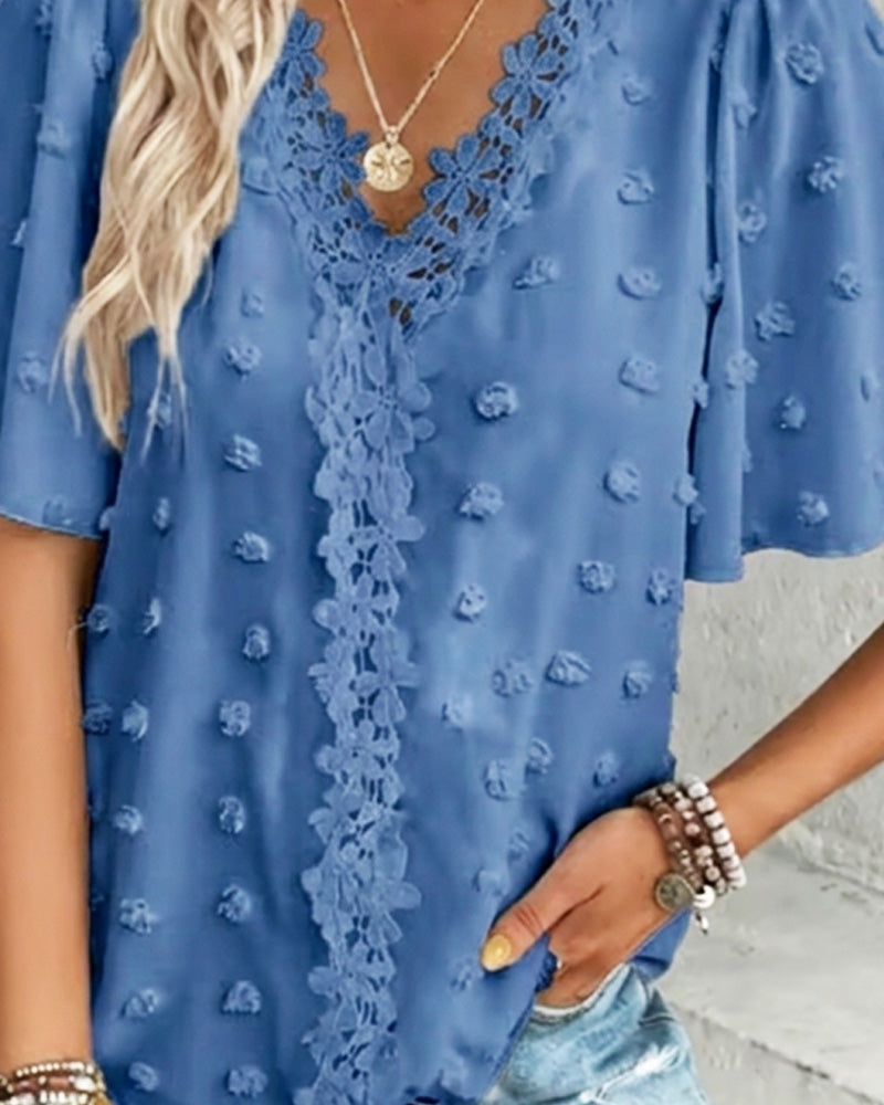 Blouse Jacquard Assemblée Manche Volant
