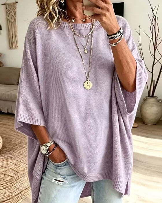 Pull Décontracté Col Rond Uni