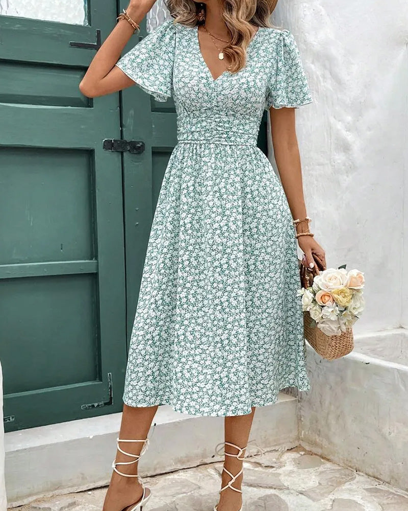 Robe Florale Col V Taille