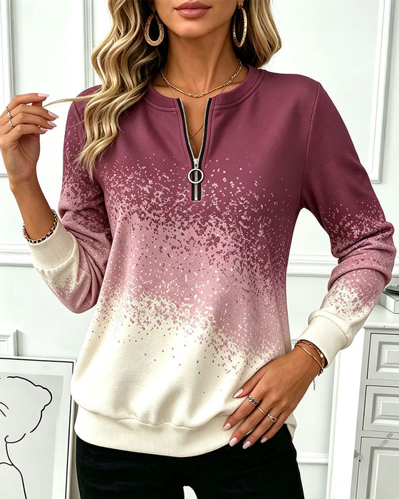 Sweat-Shirt Fermeture Éclair Dégradé Contraste
