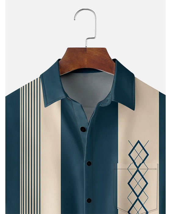 Chemise Col Bloc De Couleur Rayon Losange