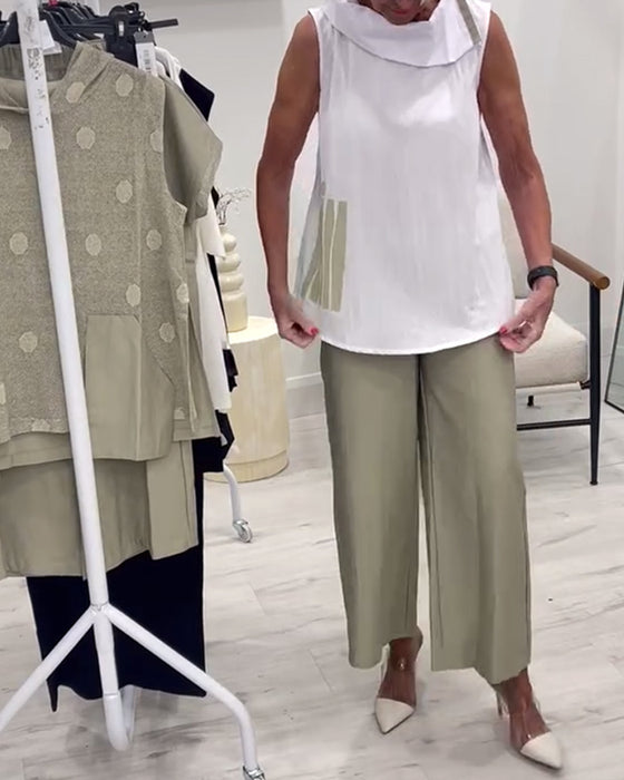 Costume Sans Manches Large Col Tendance