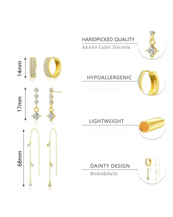 3 Couches Chaîne Boucles D'Oreilles Pour Femmes
