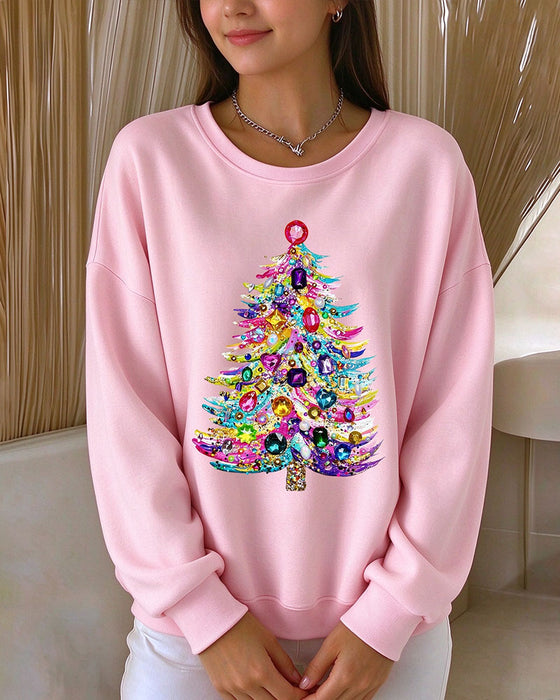 Haut Col Rond Pull Arbre De Noël