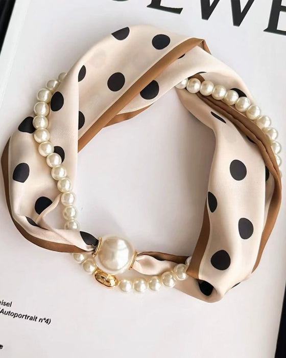 Collier Long Orné De Perles Soie