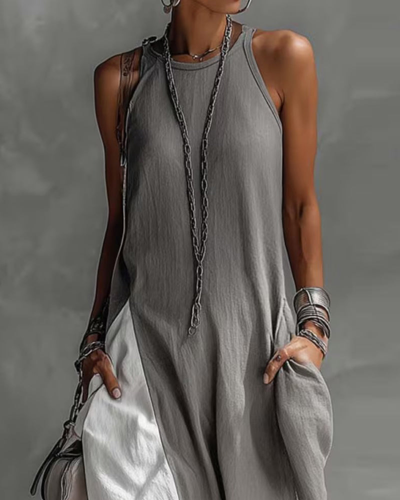 Robe Sans Manches Poche Maxi