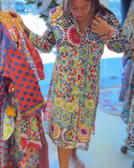 Robe Manches Longues Imprimé Bohémien