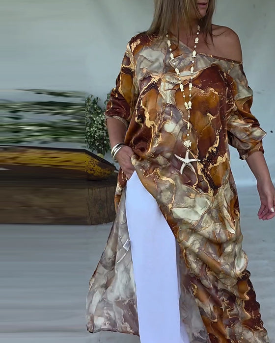 Blouse Fendue Imprimée À La Mode