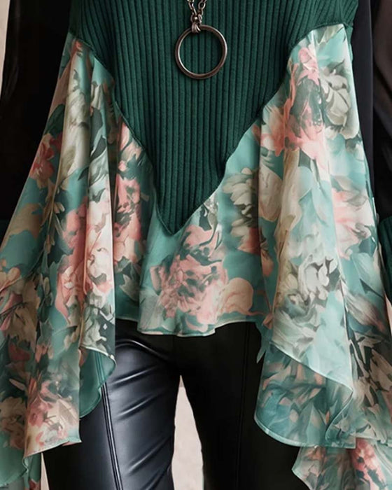 Blouse Patchwork Florale Irrégulière