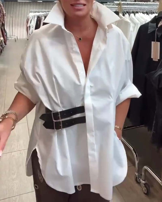 Chemise Design Boucle de Ceinture Revers