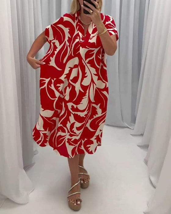 Robe décontractée fendue à imprimé contrasté