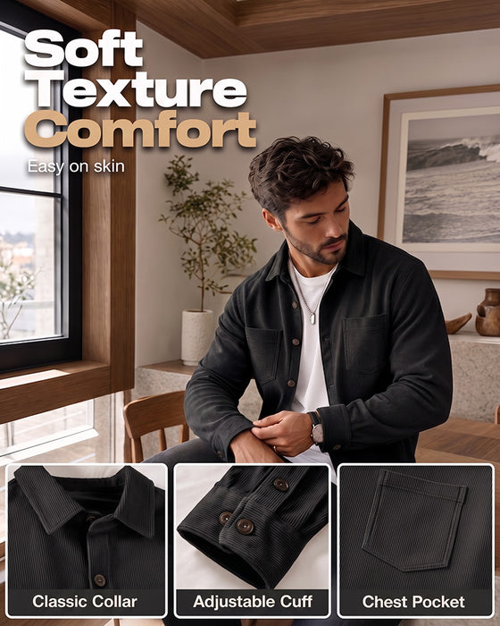 👔 Veste Chemise Décontractée En Velours Côtelé Pour Homme – Texture Classique Rencontre Confort Quotidien