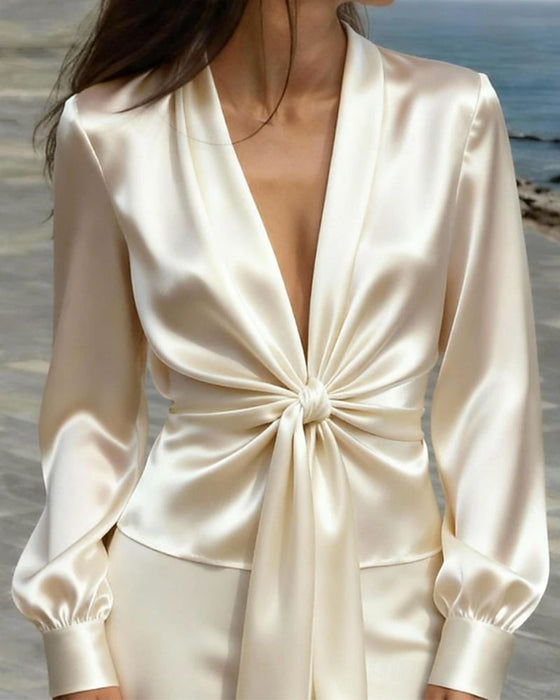 Blouse Mode Profond V Sophistiqué